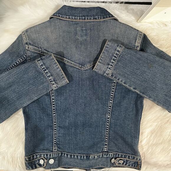 NEW GAP Vintage Y2K Distressed Denim Jean Classic Cropped Jacket Buttons XS NWOT - Picture 6 of 16